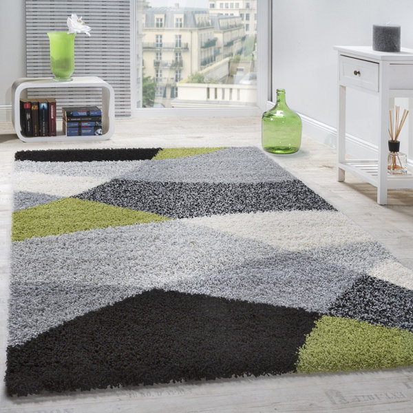 Zipcode Design Demi Shag Grey/Green Rug & Reviews Wayfair.co.uk